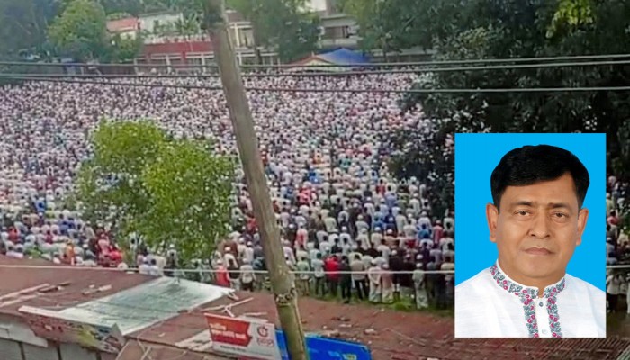 বেলাব উপজেলা আ. লীগ সভাপতি রিটনের জানাজায় মানুষের ঢল