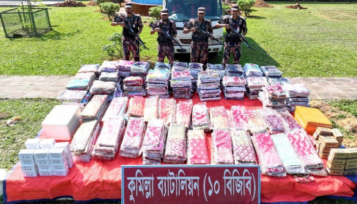 কুমিল্লায় পৌনে ২ কোটি টাকার ভারতীয় পণ্য জব্দ